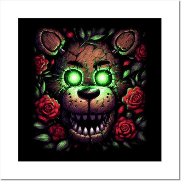 Glow Eyes Fazbear Fnaf Jump Scare Five nights at freddys Wall Art by DarkWave